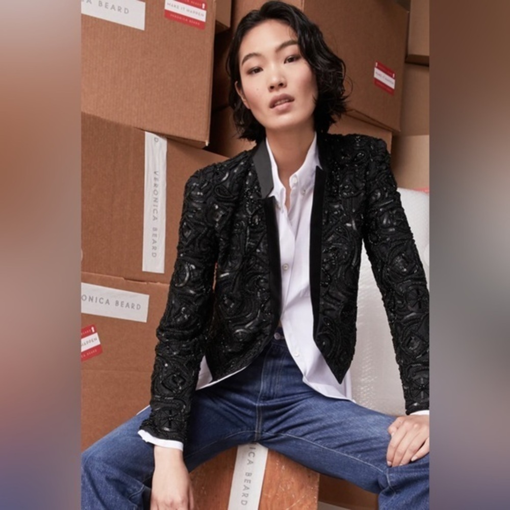 Veronica Beard Delony Beaded Cropped Jacket - Picture 2 of 8